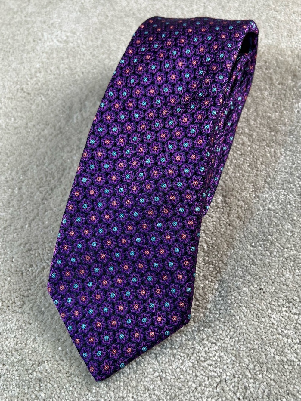 Ted Baker London Neck Tie Purple Dots Silk